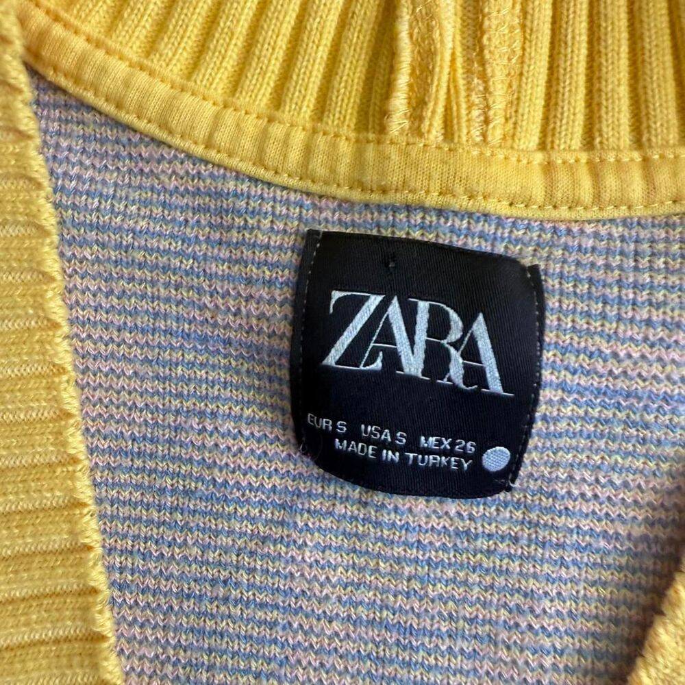 ZARA Contrast Jacquard Knit Sweater Vest Pastel Geometric Retro Y2K Pink S indie - Picture 8 of 8